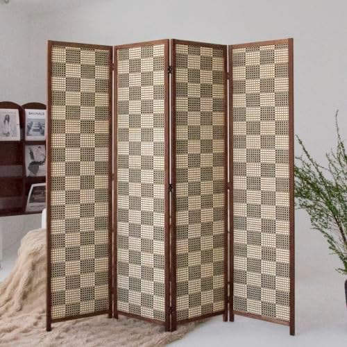4 Panel Bamboo Room Divider, 5.6 ft Tall Double-Sided Folding Privacy Screen - Image 3