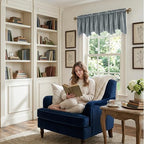 StangH Stone Blue Velvet Window Valance Scalloped 52x18 Inch, 1 Panel - Image 3