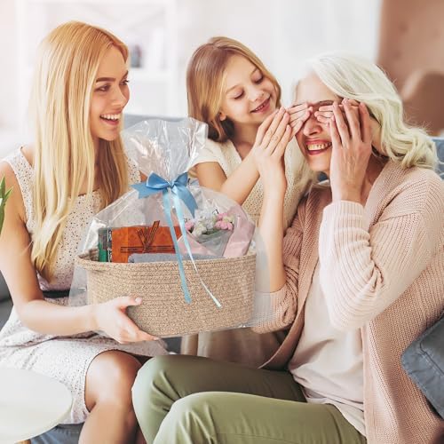 Cute Brown Gift Basket, Woven Baskets - Image 3