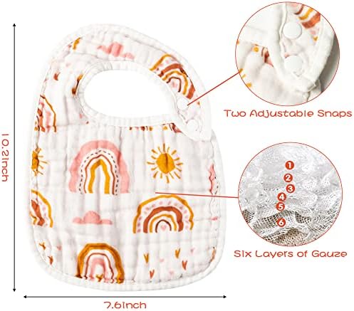 Zainpe 6Pcs Snap Muslin Cotton Bibs - Image 2