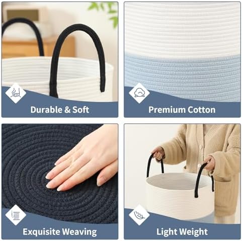 Laundry Basket Hamper Tall Rope Storage Woven - Image 3