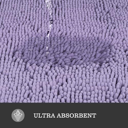 Yeaban Chenille Lavender Bathroom Runner Rug 17"x47" - Image 4