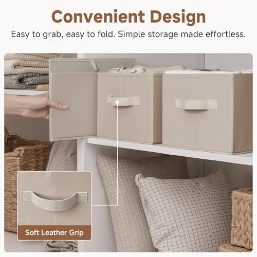 StorageWorks Closet Storage Bins, Light Brown - Image 3