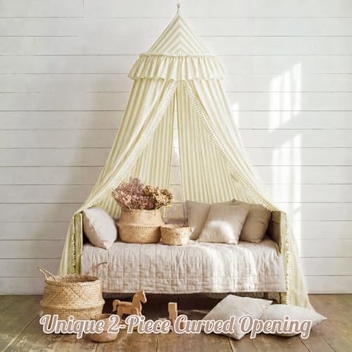 SmoothNovelty Oatmeal Striped Bed Canopy - Image 3