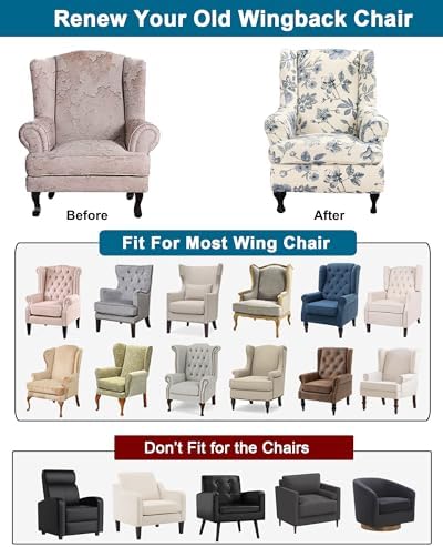 CRFATOP Wingback Chair Covers Stretch Armchair Slipcovers - Image 4