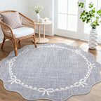 GarveeHome 5ft Round Rugs Washable Scalloped Bow Rug - Image 2