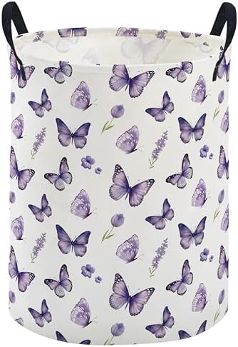 ESSME Kids Laundry Basket, Butterfly Hamper Collapsible Canvas Waterproof by ESSME