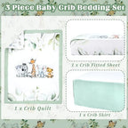 Hahafelt 3 Pcs Safari Animals Baby Crib Bedding Set - Image 2