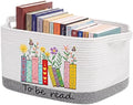 Book Lover Storage Basket Woven Embroidered Storage Bins by Acellegic
