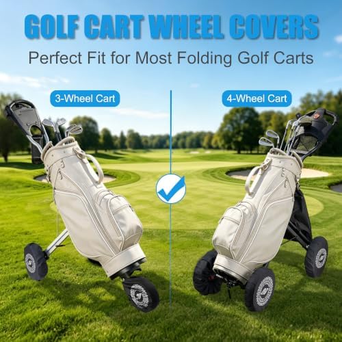 SANDIAN, Golf Hand Push Pull Cart Wheel Covers, Durable Waterproof Elastic Slip - Image 4