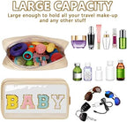 Iqimott Clear Patch Makeup Bag Baby Pouch, Preppy Personalized Chenille Letter - Image 4