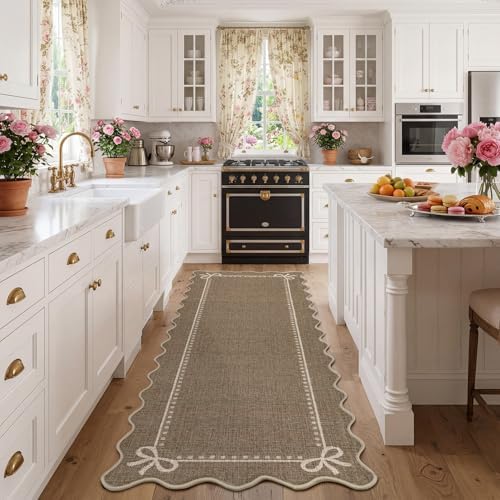 Garvee Scalloped Bow Runner Rug 2x6 Washable Kitchen Runner Rug Non-Slip - Image 4