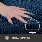Yeaban Chenille Navy Blue Bathroom Rug 36"x60", Non-Slip Rubber Backing - Image 2