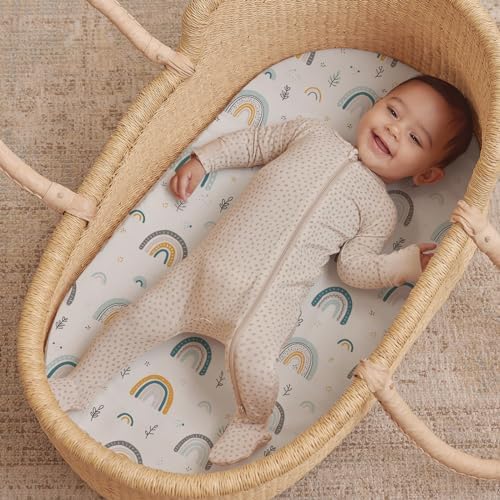 Stretch Fitted Bassinet Sheet Set BROLEX 2 Pack Cradle Sheets - Image 6