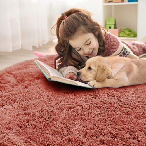 OLANLY Rust Red Round Rugs for Bedroom - Image 7