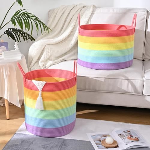 Laundry Hamper for Organizing, 52L Large Laundry Baskets, Cotton Rope Woven - Image 6