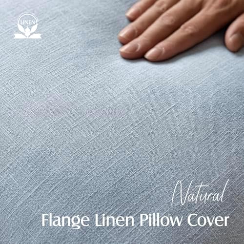Foindtower Linen Solid Decorative Throw Pillow Covers 24x24 Inch Sky Blue - Image 2