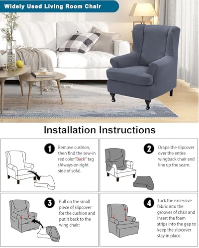 CRFATOP Wingback Chair Covers Stretch Armchair Slipcovers - Image 6