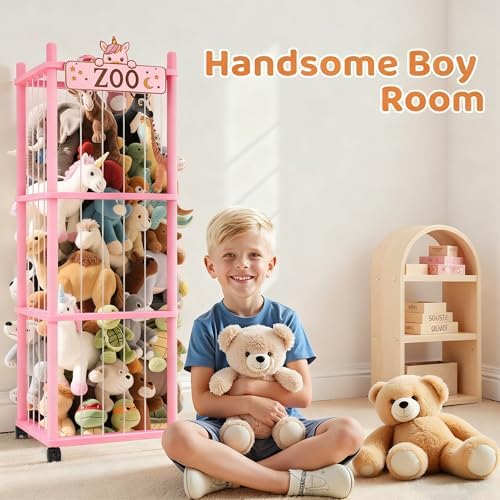 Stuffed Animal Storage Zoo Tower, 56In Wooden Large Stuffed Animal Holder - Image 3