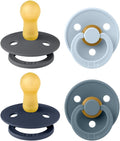 BIBS Colour Soother 4-Pack | BPA Free Dummy Pacifier | Round Nipple | Natural by BIBS