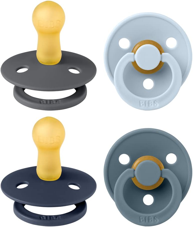 BIBS Colour Soother 4-Pack | BPA Free Dummy Pacifier | Round Nipple | Natural by BIBS