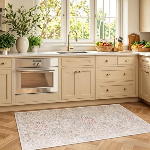 Cream Floral Animal 2x5 Rug Runners - Image 3