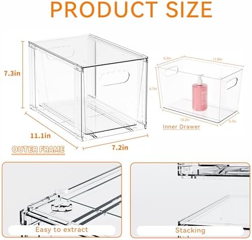 Yieach 4 Pack Large Stackable Storage Drawers, Office Closet Organizers and - Image 3