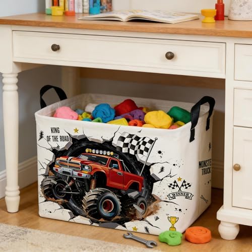 Rectangular Monster Truck Basket, Racing Car Storage Baskets, Cute Basket - Image 6