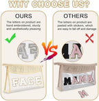 Clear Patch Makeup Letter Bag, Boho Preppy Chenille Letter Cosmetic Bag - Image 4