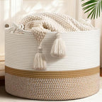 CherryNow 22"x22"x14" Large Blanket Basket, Home Décor by CherryNow