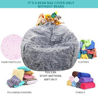 Fluffy Stuffed Animal Storage Bean Bag Chair Cover, Faux Fur Comfy Bean Bag - Image 4