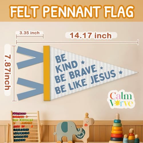 Christian Nursery Decor Felt Banner, Boy Room Decor, Be Kind Be Brave Be Like - Image 4