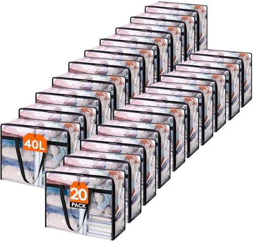 Lifewit 45L Clear Clothes Storage Bags, Plastic Foldable Blanket Storage Bag by Lifewit