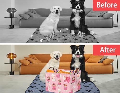 Pink Dog Toy Basket Collapsible Puppy Bin Storage Organizer Large Pet Box - Image 5