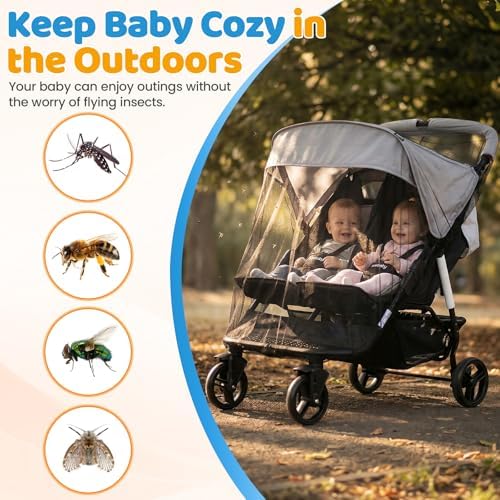 Orzbow 2 Pack Mosquito Net for Double Stroller Side-by-Side - Image 4