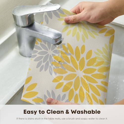 Artoid Mode Floral Plastic Placemats Set of 6, Washable Heat Resistant Non-Slip - Image 4
