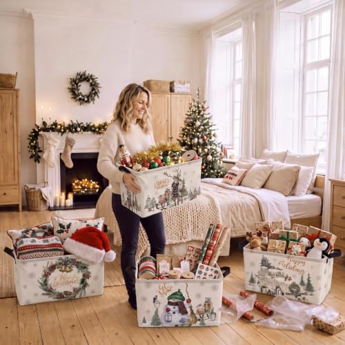 4 Pcs Christmas Storage Basket for Gifts Empty Large Christmas Storage Bins 15 - Image 6
