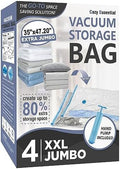 4 XXL Jumbo Vacuum Storage Bags by CozyEssential