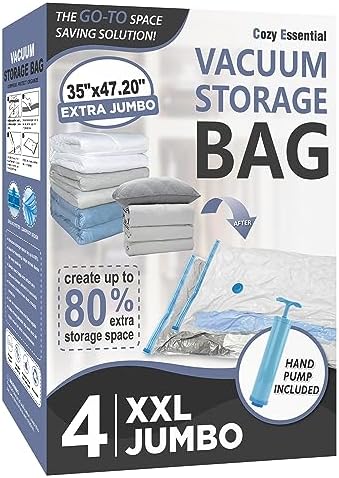 4 XXL Jumbo Vacuum Storage Bags by CozyEssential