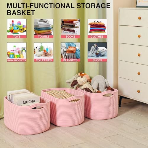 ICERZCZ Storage Baskets for Organizing Shelves, Woven Cotton Rope Baskets for - Image 4