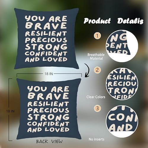 You Are Affirmation Navy Blue Pillow Cover 18x18, Nursery Inspirational - Image 2