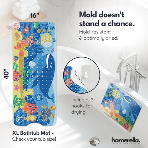 homerella Bathtub Mat Non Slip Kids 40x16 Baby Bath Mat Non Slip Anti Mold - Image 3