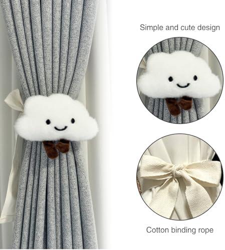2-Pack Cartoon Cloud Curtain Tiebacks, Embroidered Curtain Holdbacks - Image 2