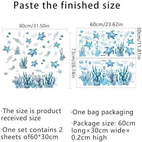 31.5x28.74 Inch Watercolor Ocean Wall Decals - Image 6