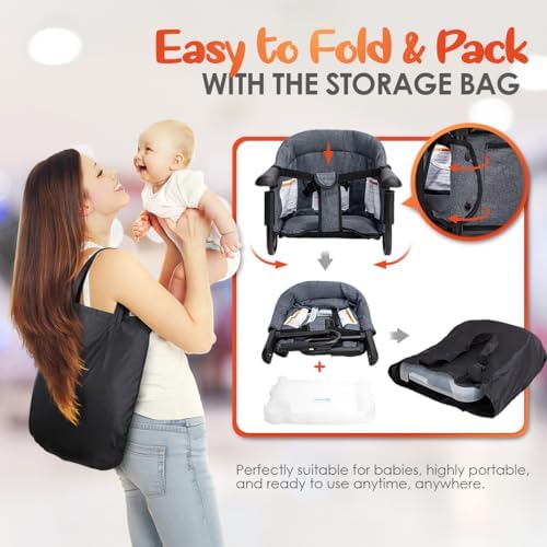 Hook On Chair with Removable Dining Tray, Portable Hook-On Chairs with Storage - Image 5