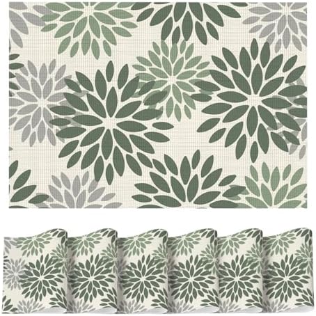 Artoid Mode Floral Vinyl Placemats Set of 6, 12x18 Inch Thanksgiving Washable by ArtoidMode