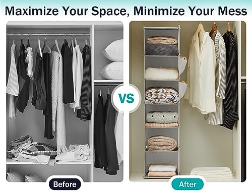 YOUDENOVA Hanging Closet Organizer and Storage, Light Grey - Image 6