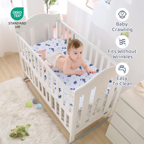 Dinosaur Crib Bedding Set for Boys Blue, Premium 3-Piece Baby Bedding Set - Image 3