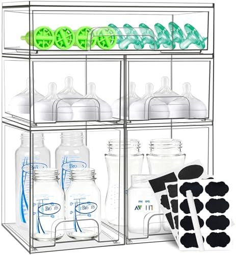 Baby Bottle Organizer, 5 Pack Stackable Storage Drawers by Qunland