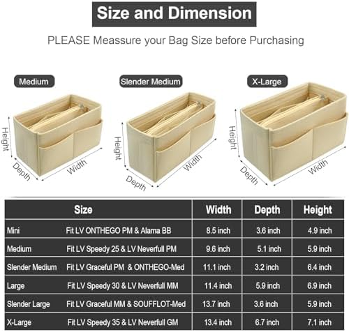 OMYSTYLE Purse Organizer Insert, Felt Tote Bag Organizer Insert - Image 6